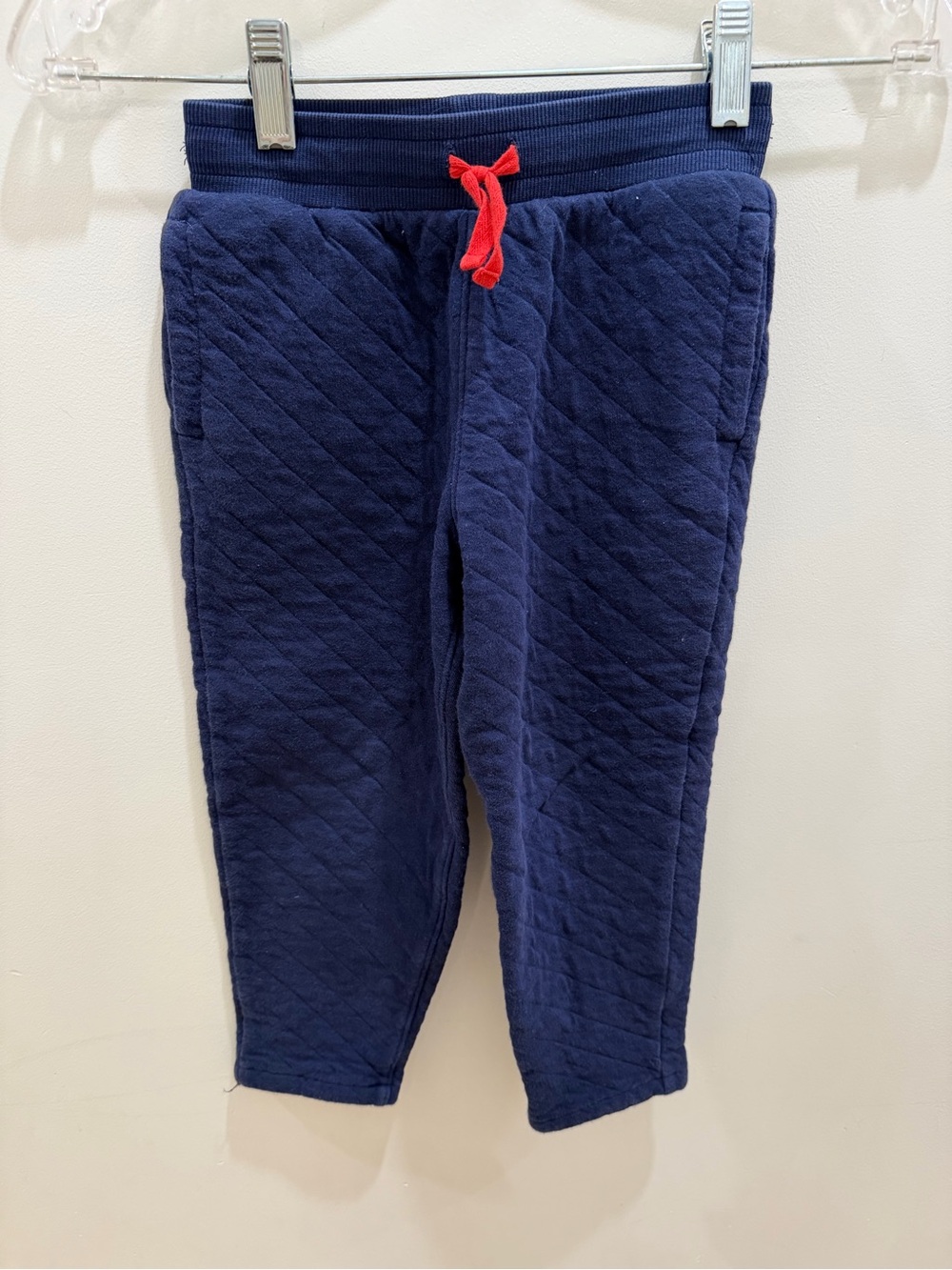 Janie and Jack Navy Quilted Jogger Pants with Red Drawcord